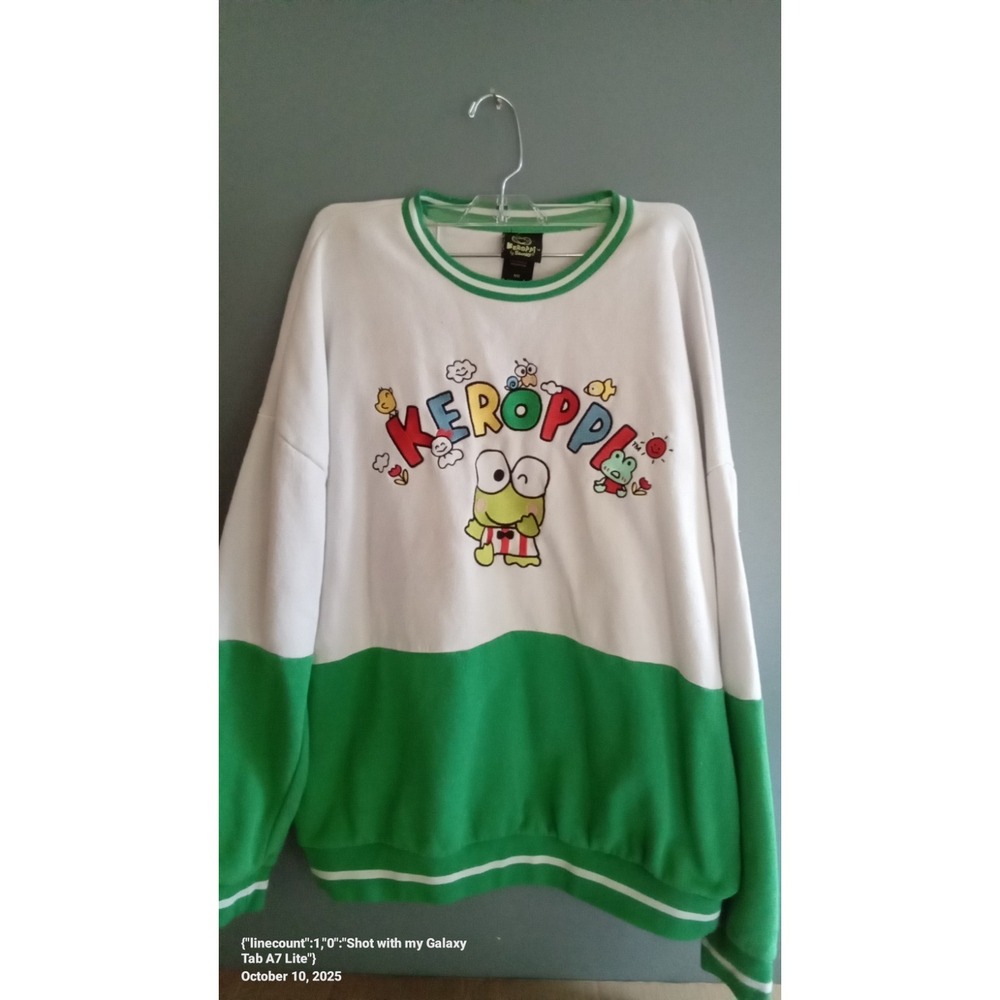 Keroppi Sanrio Color Block Sweatshirt Crewneck Pullover Cute Kawaii‎